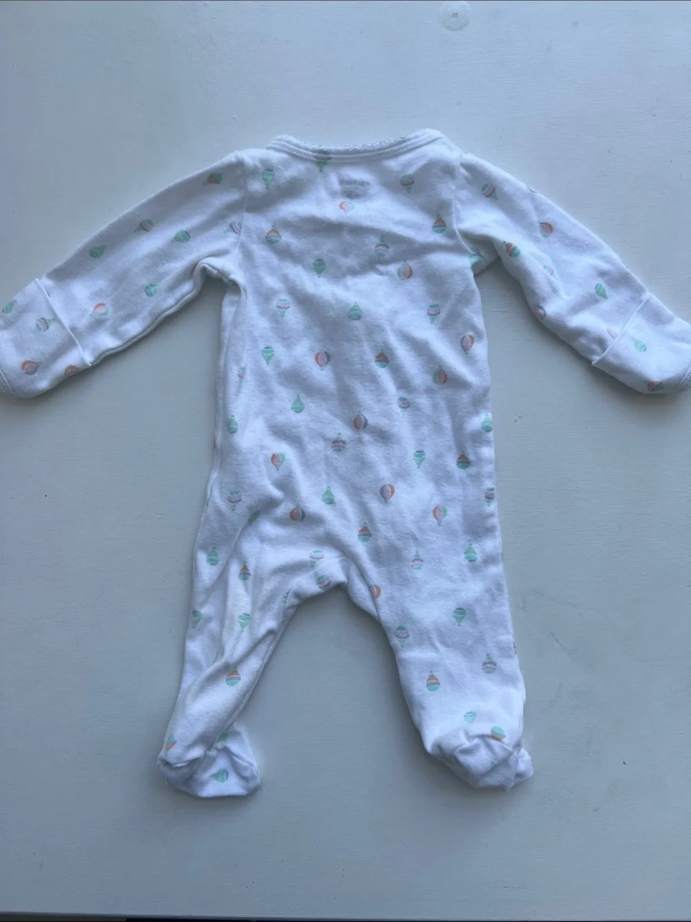Carter's White Footed One-Piece with Mint and Peach Balloon Motif and Hat